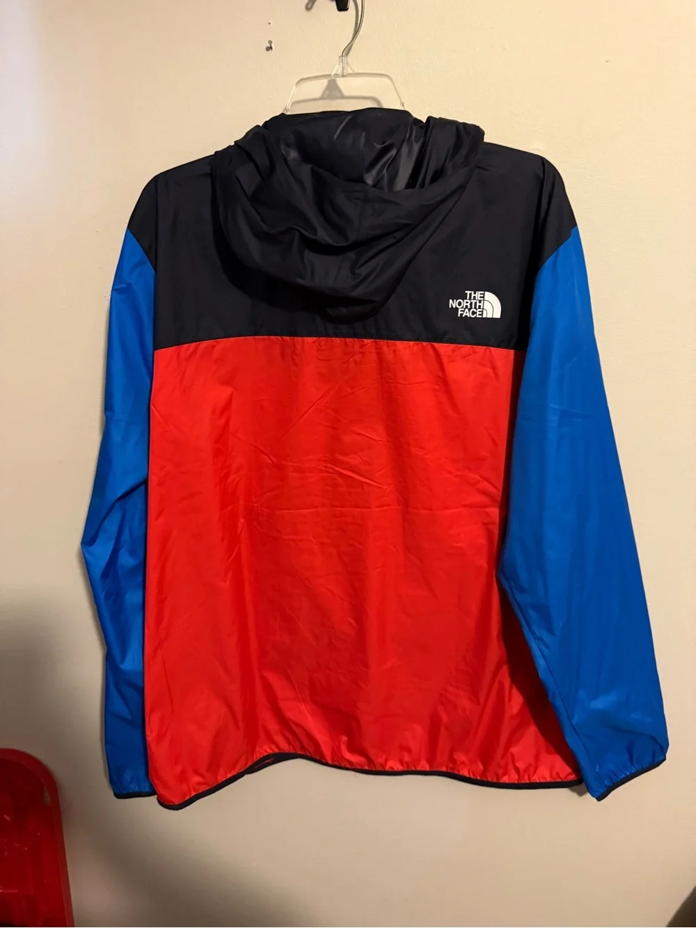 The North Face Red, Blue and Black Colorblock Pullover Windbreaker